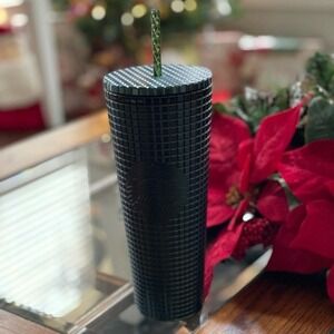 💚 NEW Starbucks 2021 Holiday Deep Forest Green Disco‎ Grid Tumbler